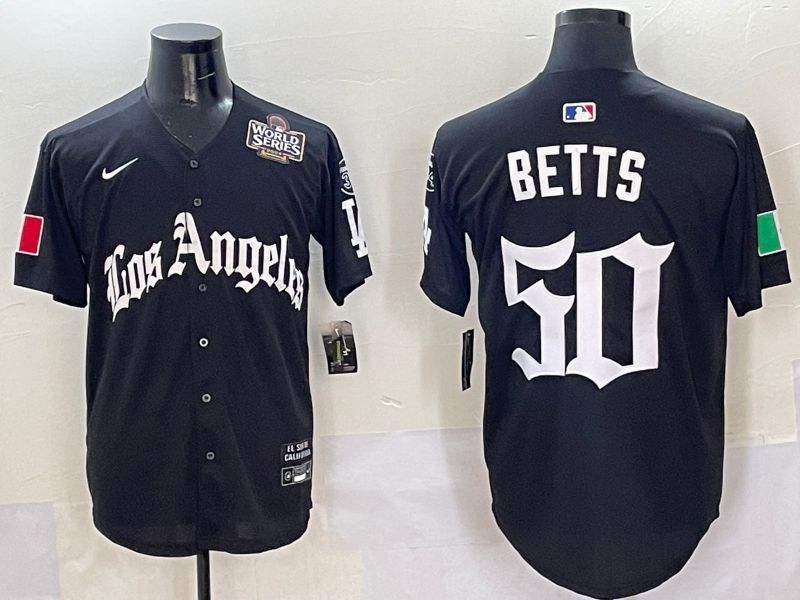 Men Los Angeles Dodgers #50 Betts Black Five generations Joint Name 2025 Nike MLB Jersey style 7->los angeles dodgers->MLB Jersey